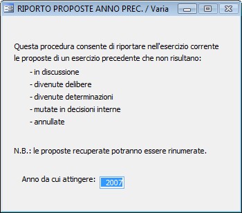Riporto Proposte anno precedente